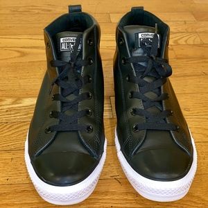 Men's Converse Black Leather Mid  (Size 12)